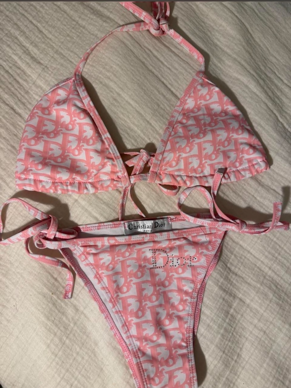 Dior Pink Monogram Triangle Bikini